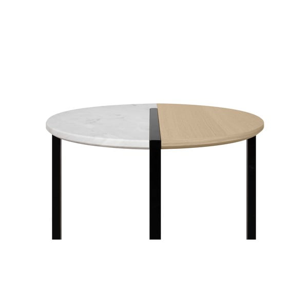 Konferenčný stolík s doskou z dubového dreva a mramoru TemaHome Sonata, ø 80 cm-image-2