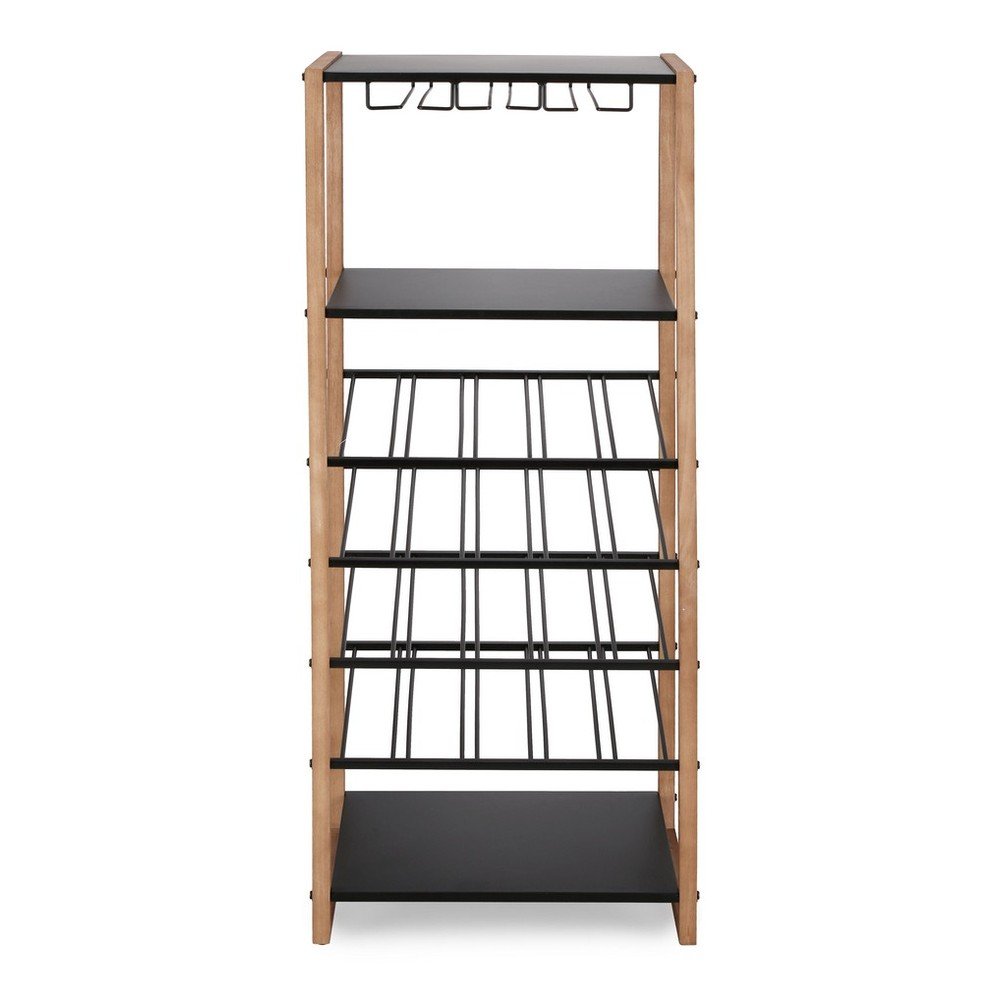 E-shop Čierna/v prírodnej farbe kovová vinotéka počet fliaš 20, 50x122x35 cm Isaac – Yes Everyday