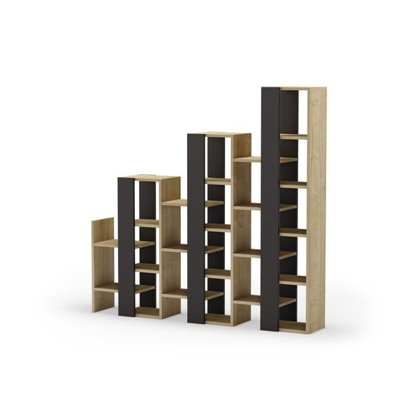 Regál v dekore duba v čierno-prírodnej farbe 158x151 cm Anissa – Marckeric-image-3