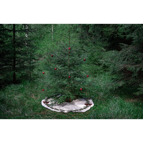Krémovobiely umyvateľný okrúhly koberec pod stromček s vianočným motívom ø 130 cm – Butter Kings-image-2