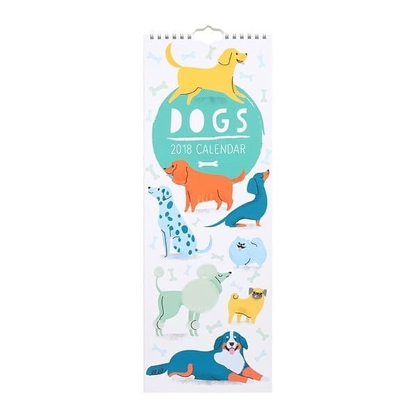 Úzky nástenný kalendár na rok 2018 Portico Designs Dogs
