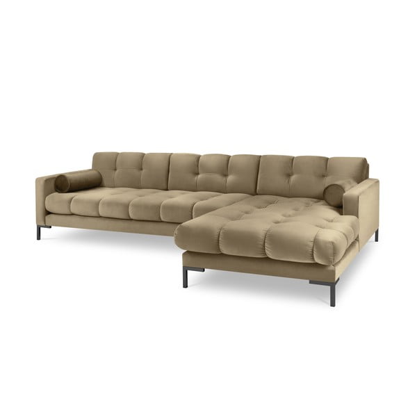 Béžová zamatová rohová pohovka Cosmopolitan Design Bali, pravý roh-image-2