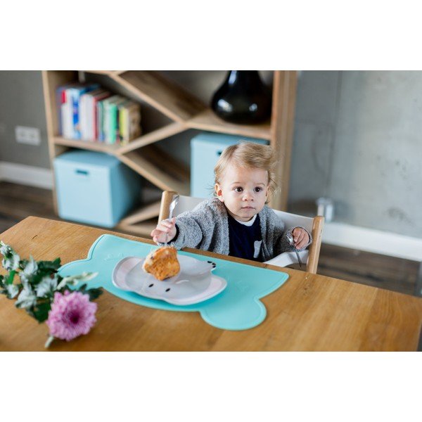 Tyrkysové silikónové prestieranie Kindsgut Bear, 48 x 25 cm-image-1