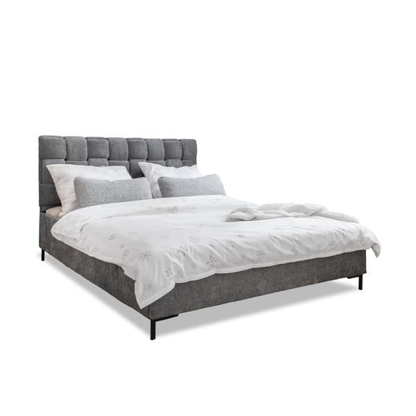 Sivá čalúnená dvojlôžková posteľ s roštom 140x200 cm Eve – Miuform