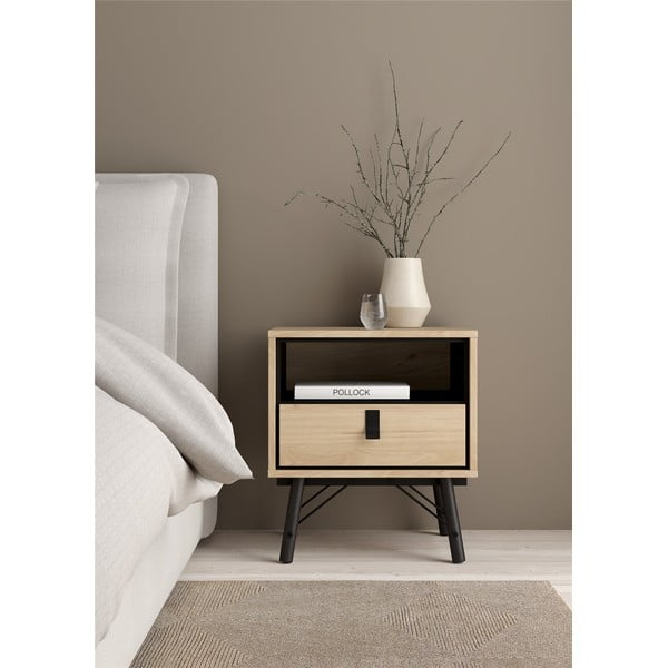 Nočný stolík v dekore duba v prírodnej farbe Ry – Tvilum-image-1