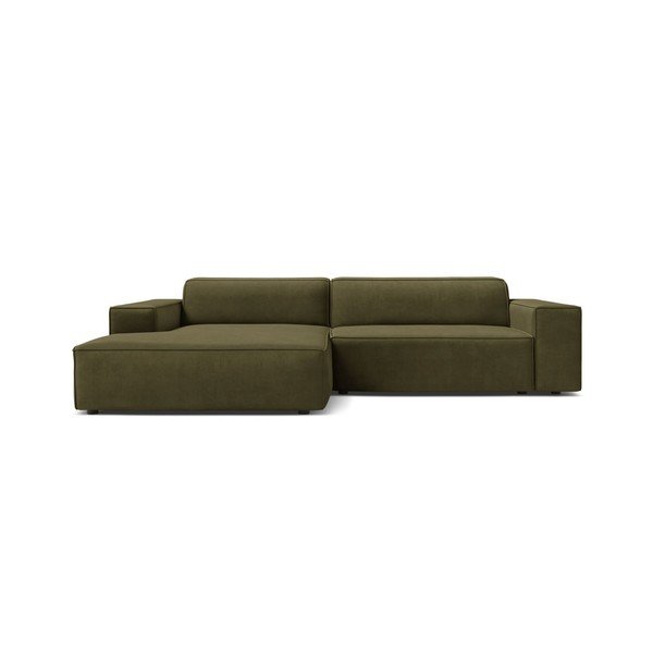 Khaki zamatová modulárna rohová pohovka (ľavý roh/s leňoškou) Jodie – Micadoni -image-1