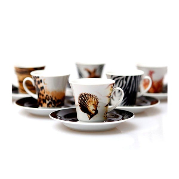 Sada 6 porcelánových hrníčku na čaj Kutahya Mořský svet, 80 ml-image-1