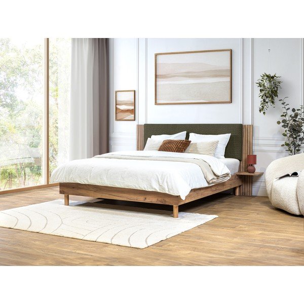 Zelená dvojlôžková posteľ s roštom 140x190 cm Lior – Bobochic Paris-image-1