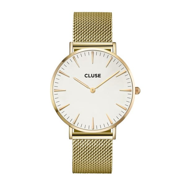 Dámske antikoro hodinky v zlatej farbe s bielym ciferníkom Cluse La Bohéme