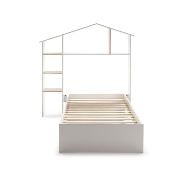 Biela detská posteľ s policami Marckeric Maria, 90 x 190 cm