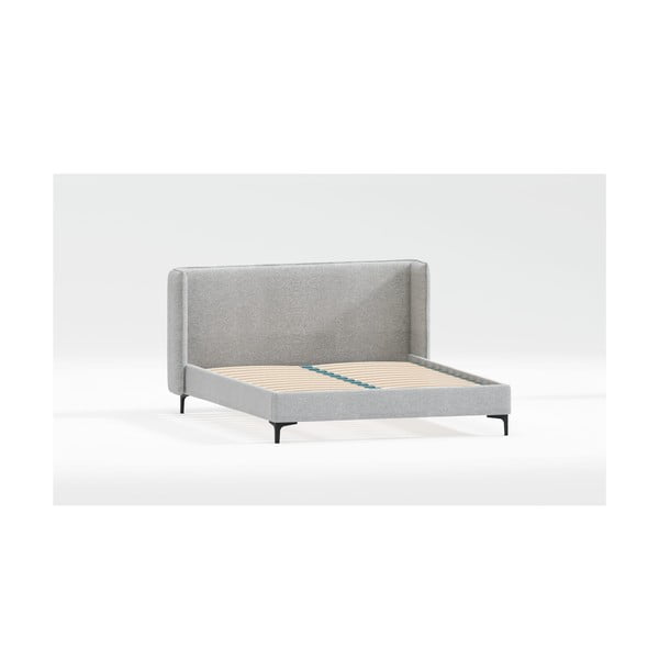 Sivá čalúnená dvojlôžková posteľ s roštom 200x200 cm Basti – Ropez