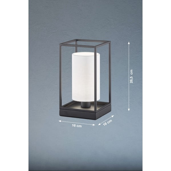 Čierno-biela stolová lampa s textilným tienidlom (výška 28,5 cm) Gilli – Fischer & Honsel-image-2