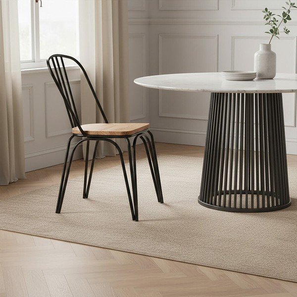 Čierna jedálenská stolička z brestového dreva District – Premier Housewares-image-3