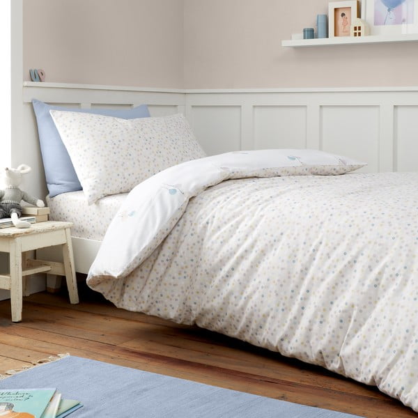 Bielo-béžové flanelové detské obliečky na dvojlôžko 200x200 cm Balloons Spot – Bianca-image-2