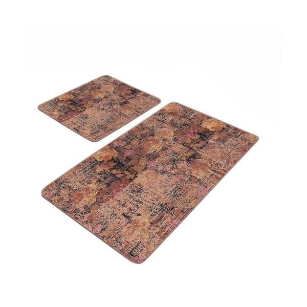 Hnedé zamatové kúpeľňové predložky v súprave 2 ks 60x100 cm – Mila Home