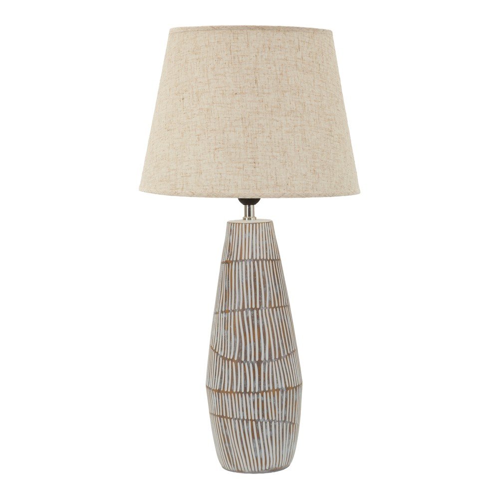 Krémovobiela stolová lampa s textilným tienidlom (výška 69,5 cm) Hanoi – Mauro Ferretti