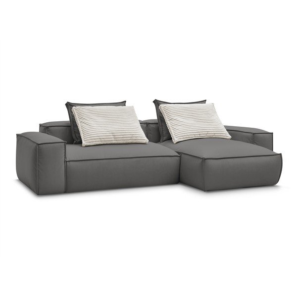 Sivá rohová pohovka z imitácie kože Boheme – Bobochic Paris-image-3