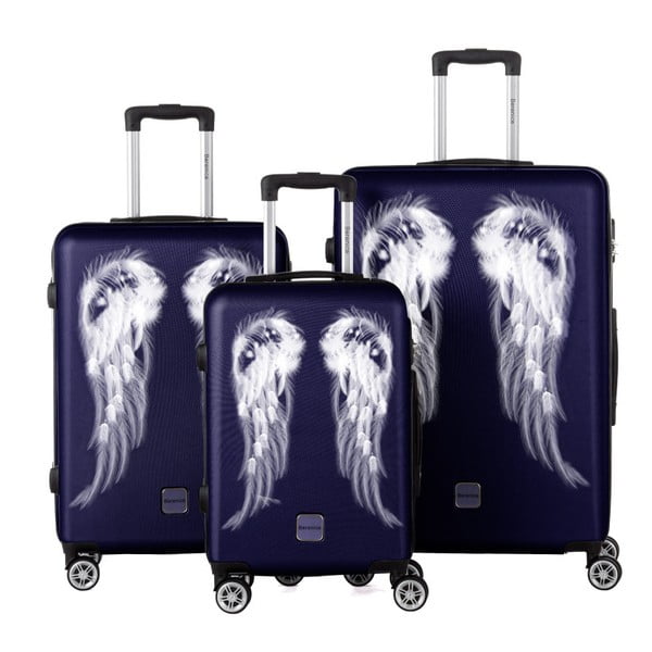 Sada 3 tmavomodrých cestovných kufrov Berenice Wings