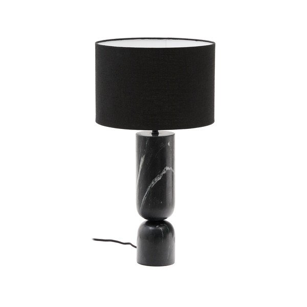 Čierna mramorová stolová lampa s textilným tienidlom (výška 57 cm) Vex – Kave Home
