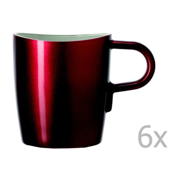 Sada 6 červených metalických hrnčekov na kávu LEONARDO Loop, 260 ml