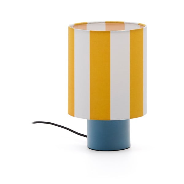 Žltá/modrá stolová lampa s textilným tienidlom (výška 25 cm) Ciral – Kave Home