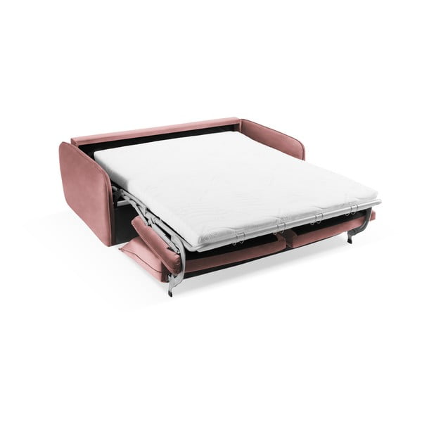 Ružová zamatová rozkladacia pohovka 214 cm Vienna – Cosmopolitan Design-image-4