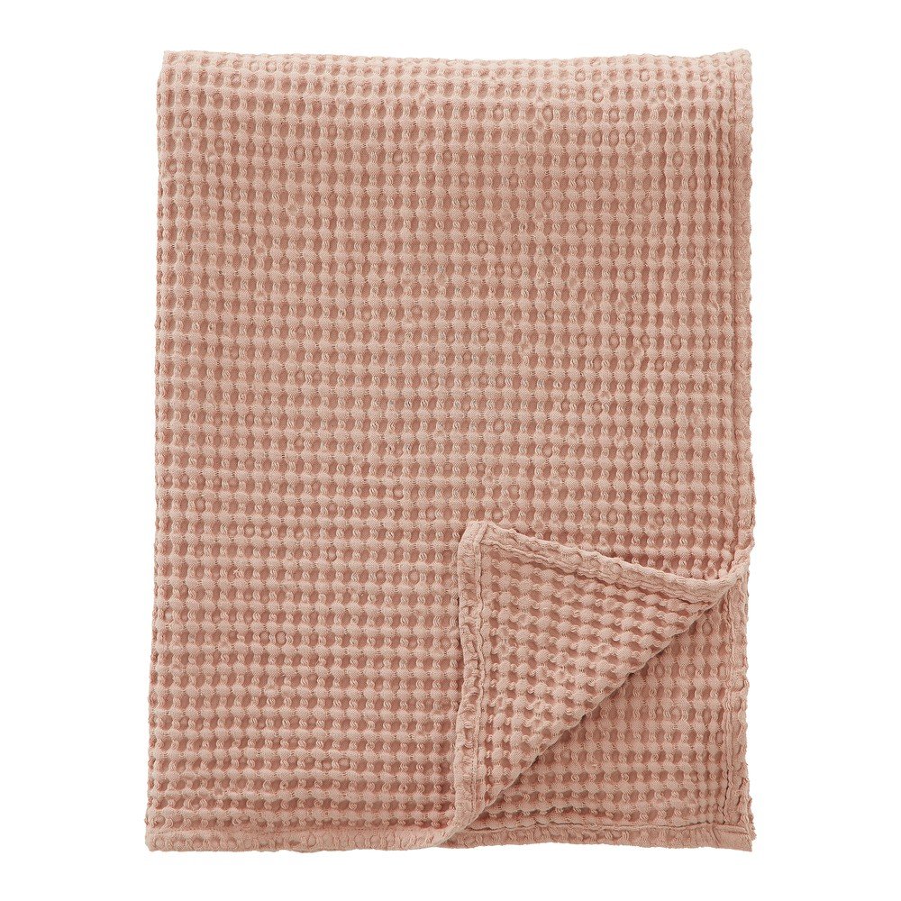 Staroružová bavlnená deka 150x200 cm Jaipur Chunky Waffle – Pineapple Elephant