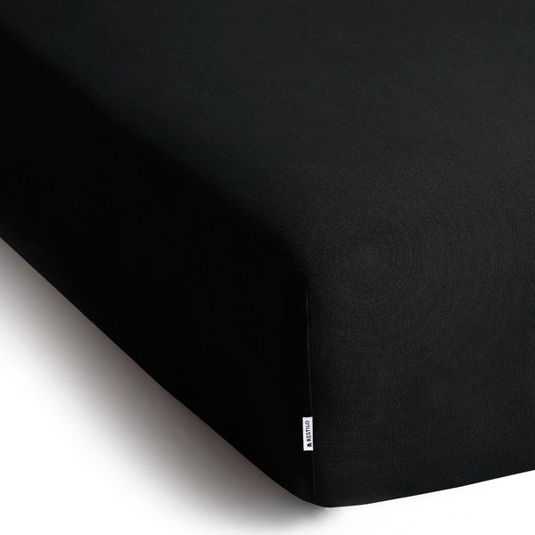 Čierna napínacia plachta jersey 140x200 cm Amber – Restilo-image-1