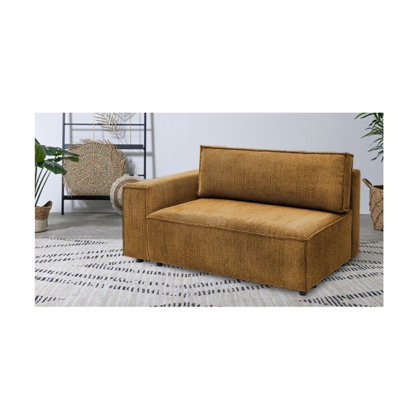 Menčestrový modul pohovky (ľavý roh) v horčicovej farbe Nihad modular – Bobochic Paris-image-1