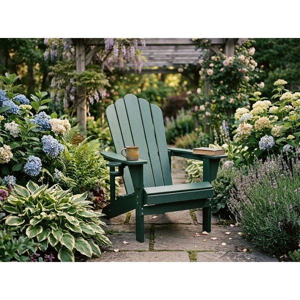 Zelené plastové záhradné kreslo Adirondack – Bonami Selection-image-1