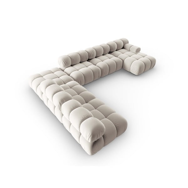 Béžová zamatová modulárna rohová pohovka (ľavý roh/do tvaru "U") Bellis – Micadoni -image-4