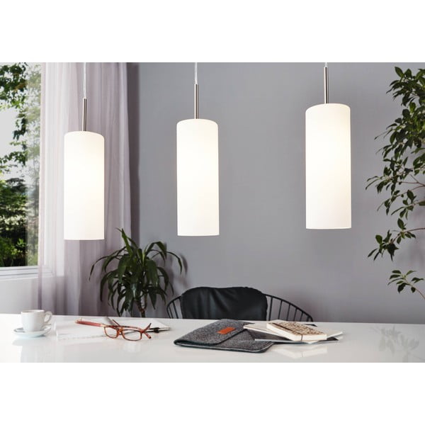 Závesné svietidlo v bielo-striebornej farbe so skleneným tienidlom TROY 3 – EGLO-image-1