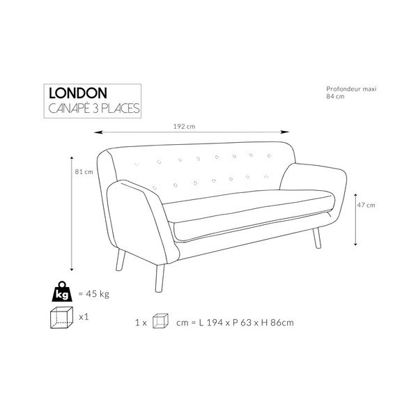 Sada 2 modrých pohoviek pre dvoch a pre troch Cosmopolitan design London-image-3