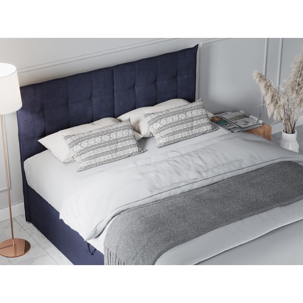 Tmavomodrá dvojlôžková posteľ Mazzini Beds Echaveria, 200 x 200 cm-image-1