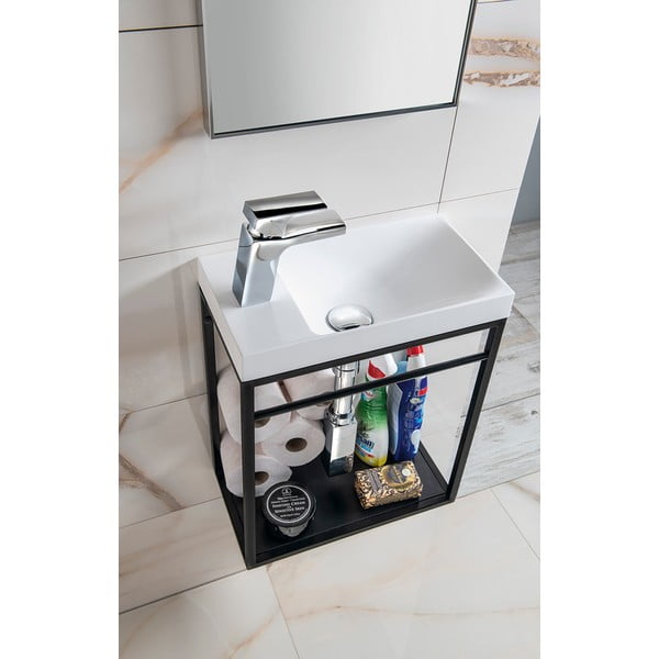 Čierny kovový závesný podstavec bez umývadla 39,5x45 cm Crest – Sapho-image-2