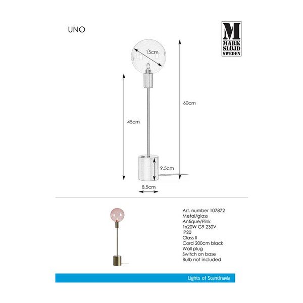 Ružová stolová lampa Markslöjd Uno-image-2