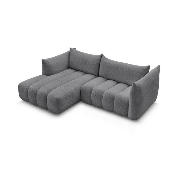 Sivá rohová pohovka z textílie buklé (ľavý roh/s leňoškou) Azra – Bobochic Paris-image-4