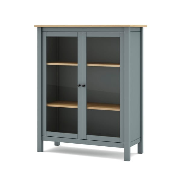 Vitrína sivozelená z borovicového dreva 90x110x40 cm Misti – Marckeric-image-4