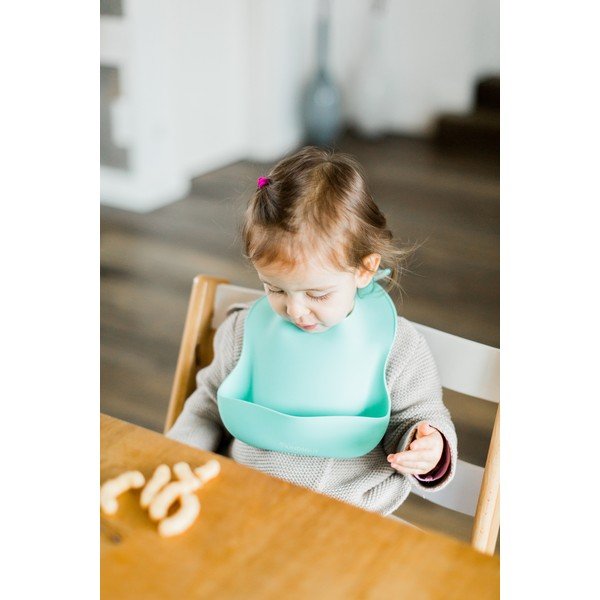 Modrý silikónový podbradník s vreckom Kindsgut Bib-image-1