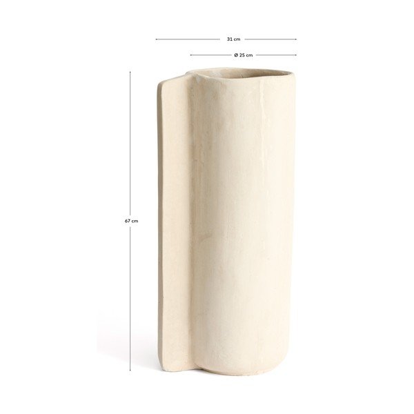 Krémovobiela vysoká váza z papiermaša (výška  67 cm) Mireni – Kave Home-image-4