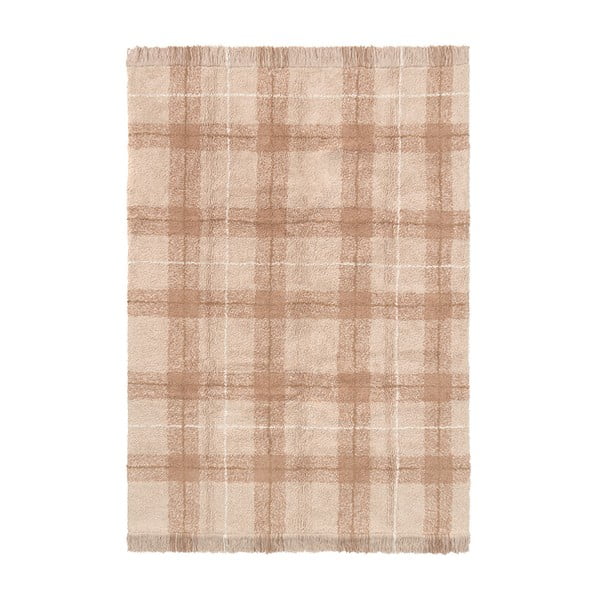 Svetloružový prateľný/ručne tkaný bavlnený koberec 90x120 cm Tartan Rose – Lorena Canals