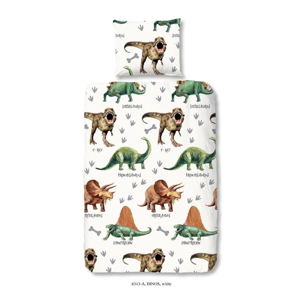 Detské obliečky z bavlny na jednolôžko Good Morning Dino, 140 × 200 cm