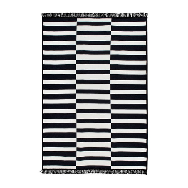Čierno-biely obojstranný koberec Poros, 80 × 150 cm