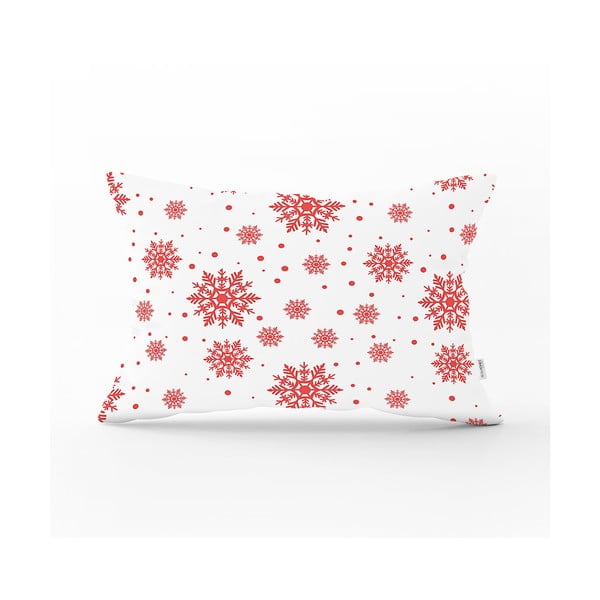 Vianočná obliečka na vankúš Minimalist Cushion Covers Red Snowflakes, 35 x 55 cm