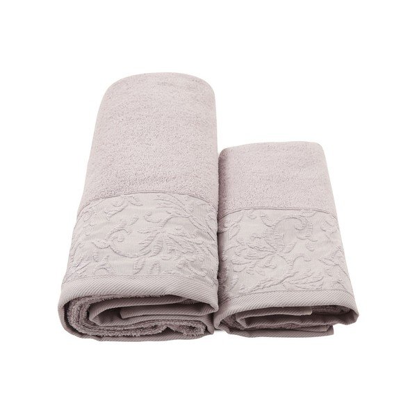 Svetlofialový set županu, uteráka a osušky zo 100% bavlny Crespo, veľ. M / L-image-1