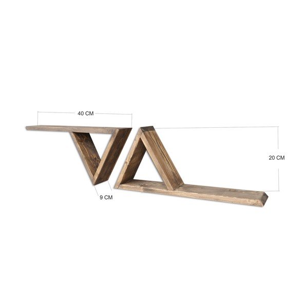 Sada 2 drevených nástenných políc Triangles-image-4