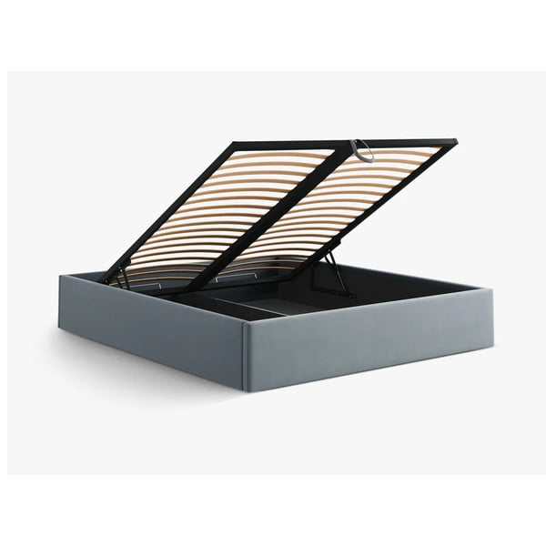 Svetlomodrá čalúnená dvojlôžková posteľ s úložným priestorom/bez čela s roštom 140x200 cm Susan – Micadoni -image-3