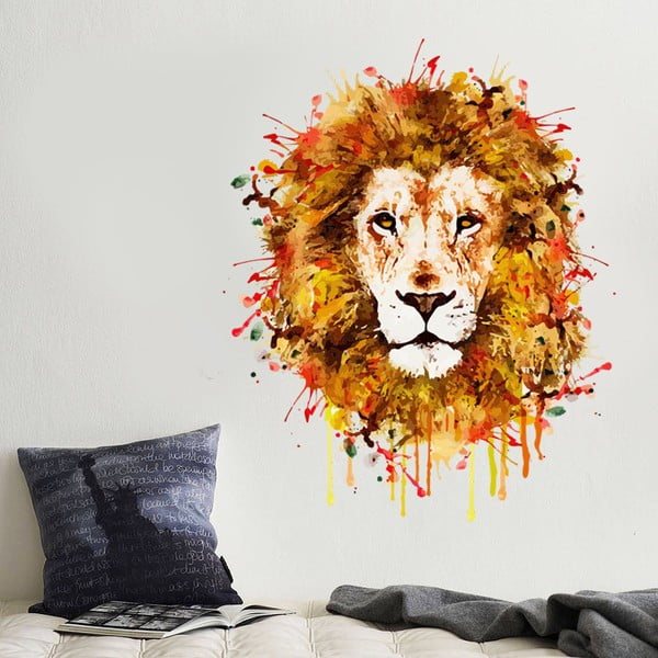 Samolepka na stenu Maľovaný lev, 70x50 cm