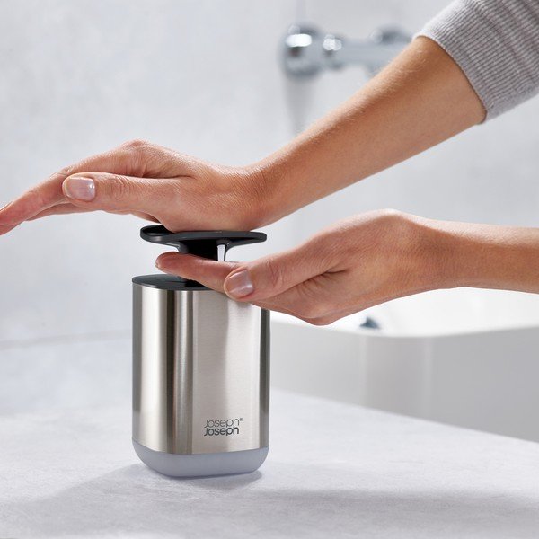 Dávkovač mydla z nehrdzavejúcej ocele v lesklej striebornej farbe 250 ml Presto Steel – Joseph Joseph-image-2