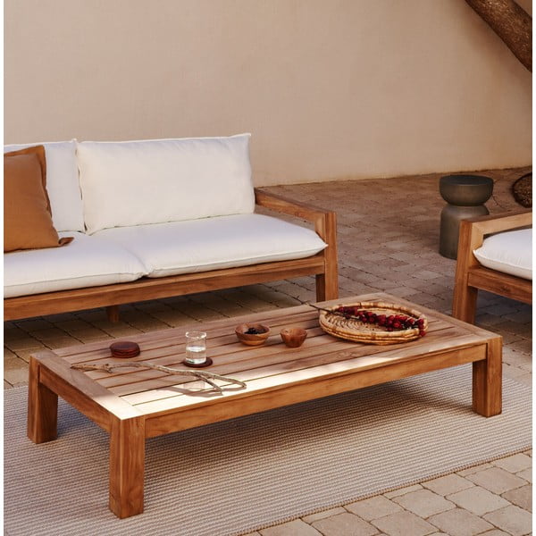 Konferenčný stolík z teakového dreva v prírodnej farbe 76x153 cm Forcanera – Kave Home-image-1